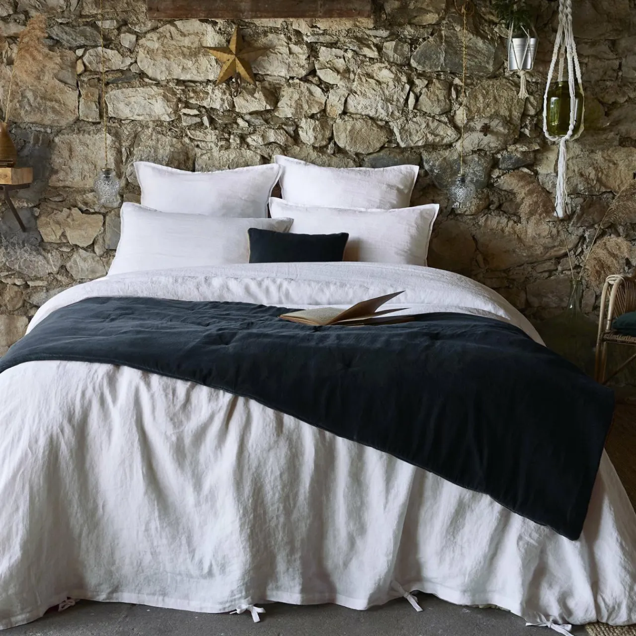 Couvre-Lit Et Édredon|EMINZA Edredon velours de coton (90 x 200 cm) Victor Bleu nuit