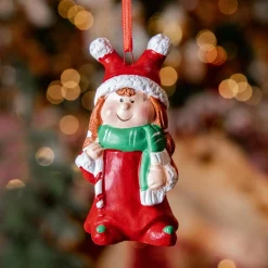 Décoration De Sapin|KAEMINGK Elfe de Noël à suspendre (H8 cm) Julia en et vert Rouge