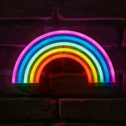 Guirlande Et Déco Lumineuse|Toile, Cadre, Déco Murale|OSTARIA Enseigne lumineuse néon à piles (H16 cm) Arc en Ciel Multicolore