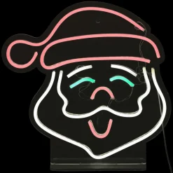 Déco Et Objet De Noël|Déco Et Objet Lumineux|JJA Enseigne lumineuse USB (H35 cm) Néon Tête de Père Noël Multicolore