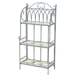 Déco Extérieur Et Cache-Pot|Déco Extérieur Et Cache-Pot|EMINZA Etagère à fleurs d'extérieur pliable en mosaïque (H118 cm) Sorrento Bleu