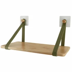 Rangement Salle De Bain|TENDANCE Etagère adhésive bambou (40 x H20 cm) Easy Chic Vert kaki