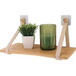 Rangement Salle De Bain|TENDANCE Etagère adhésive bambou (40 x H20 cm) Easy Chic Beige