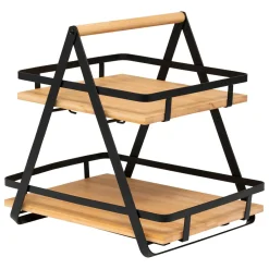 Rangement Et Organisateur|5 Five Simply Smart Etagère cuisine transportable en bois 2 niveaux avec anse (H29 cm) Ordera Noir