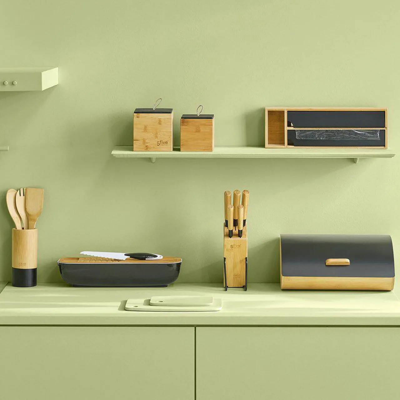 Rangement Et Organisateur|5 Five Simply Smart Etagère dérouleurs et compartiment (39 x 13 cm) Bambou Noir