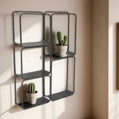 Étagère Murale|EMINZA Etagère murale en métal 5 niveaux (H 77cm) Rétro Gris Anthracite