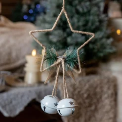 Décoration De Sapin|KAEMINGK Etoile de Noël à suspendre (H22 cm) Grelots Naturel