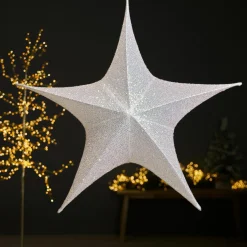 Déco Et Objet De Noël|KAEMINGK Etoile de Noël à suspendre (D80 cm) Christmas pailleté Irisé Blanc irisé