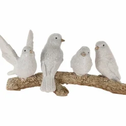 Père Noël, Animaux Et Personnage|KOOPMAN Famille d'oiseaux sur sa branche (16 x H7 cm) Blanc
