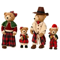 Père Noël, Animaux Et Personnage|KAEMINGK Famille d'ours déco (H80 cm) Noël d'antan en carreaux Rouge