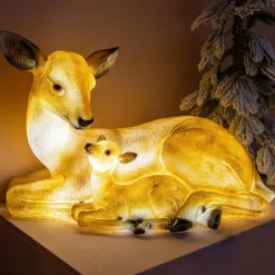 Déco Et Objet Lumineux|KAEMINGK Famille Faon lumineux fibre de verre 8 LED (H32 cm) Blanc chaud