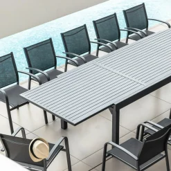 Chaise De Jardin|MOBELLIA Fauteuil de jardin aluminium empilable Murano Gris Anthracite