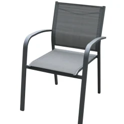 Chaise De Jardin|MOBELLIA Fauteuil de jardin aluminium empilable Murano Gris Anthracite