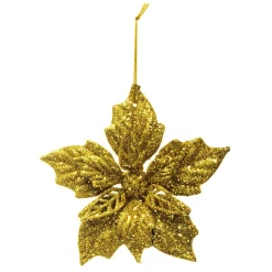 Décoration De Sapin|Feeric Lights & Christmas Feuille à suspendre (H12 cm) Poinsettia Or