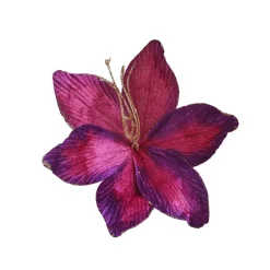 Décoration De Sapin|KAEMINGK Fleur décorative en polyester (D23 cm) Amaryllis en velours Pourpre Violet