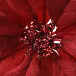 Décoration De Sapin|KAEMINGK Fleur décorative sur pince (D24 cm) Bella Rouge