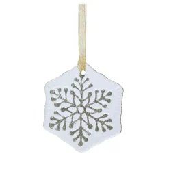 Décoration De Sapin|KAEMINGK Flocon de neige en verre (D7 cm) Chamonix pailleté Blanc