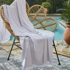 Linge De Bain|Fouta|L'effet papillon Fouta coton et éponge (95 x 180 cm) Naël sable Beige