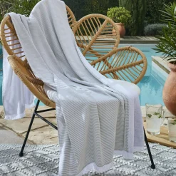 Linge De Bain|Fouta|L'effet papillon Fouta coton et éponge (95 x 180 cm) Naël nénuphar Vert