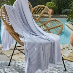 Linge De Bain|Fouta|L'effet papillon Fouta coton et éponge (95 x 180 cm) Naël galet Gris