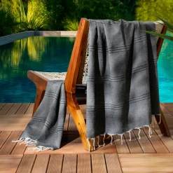 Linge De Bain|Fouta| Fouta coton recyclé (100 x 200 cm) Sunshine e Noir
