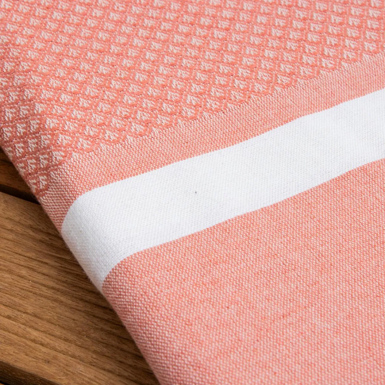 Linge De Bain|Fouta| Fouta coton recyclé (100 x 200 cm) Selma Corail Orange
