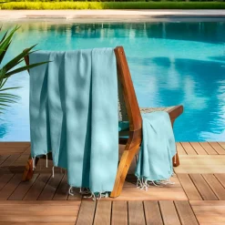 Linge De Bain|Fouta| Fouta coton recyclé (200 x 200 cm) Ecume Bleu turquoise