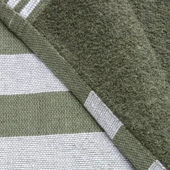 Linge De Bain|Fouta| Fouta coton recyclé doublé éponge (100 x 200 cm) Coralia Vert kaki