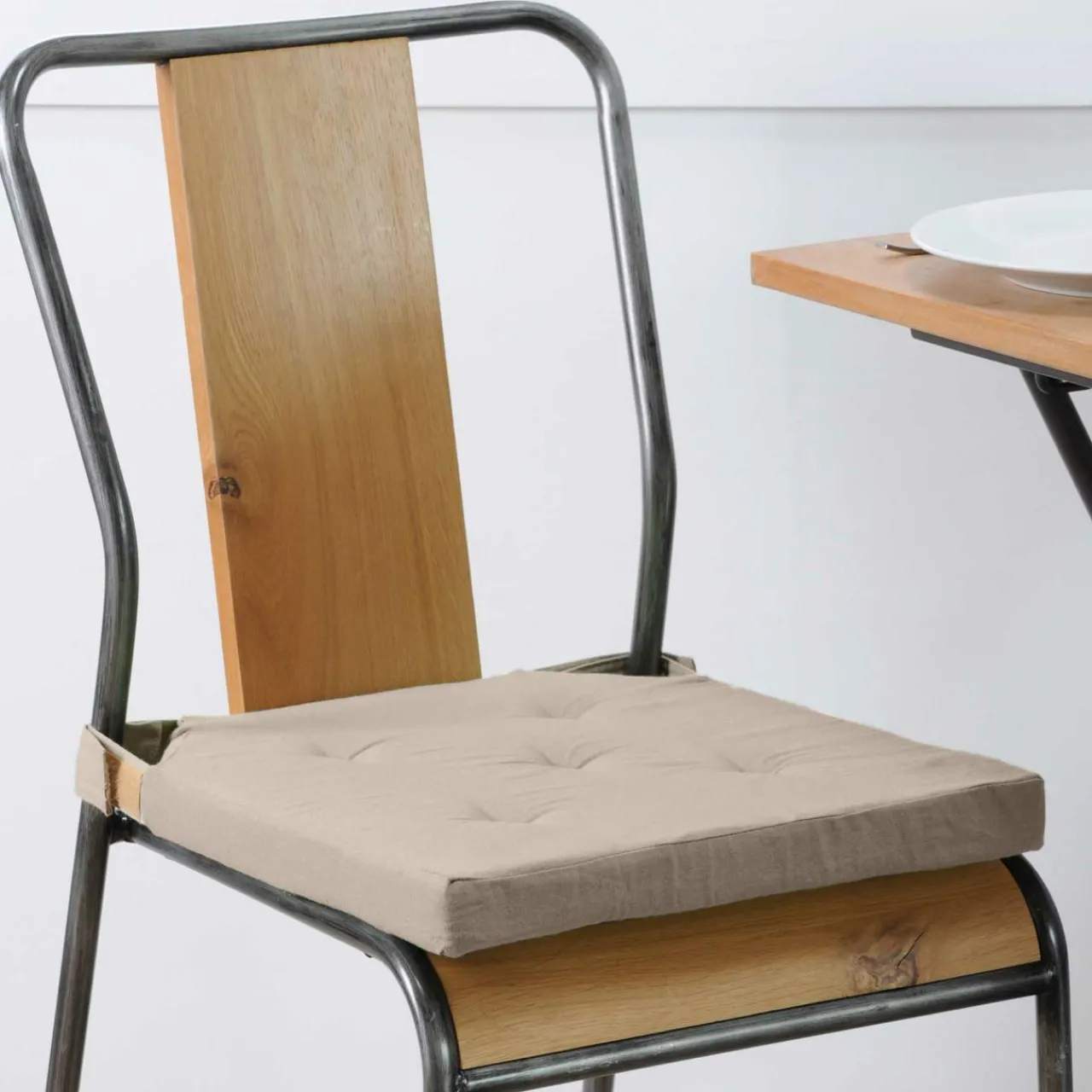 Galette De Chaise|STOF Galette de chaise carrée scratch (38 x 38 cm) Duo Beige