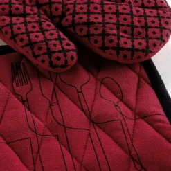 Accessoire Cuisine|DOUCEUR D'INTERIEUR Gant et manique coton recyclé Cuisiline Bordeaux