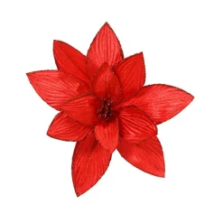 Décoration De Sapin|KAEMINGK Grande Poinsettia de Noël sur clip (D30 cm) Velours Rouge
