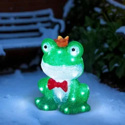 Père Noël, Animaux Et Personnage|Déco Et Objet Lumineux|EMINZA Grenouille lumineuse 40 LED (H28 cm) Albert the King Blanc froid Vert