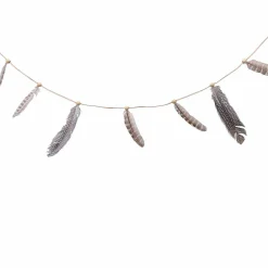 Guirlande Déco|KAEMINGK Guirlande déco (1,10 m) Plumes et perles Marron