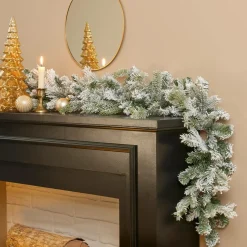 Sapin Grande Taille|Guirlande En Sapin Artificiel|EMINZA Guirlande de sapin (270 cm - D30) Givra Blanc enneigé Sapin enneigé