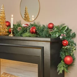 Sapin Grande Taille|Guirlande En Sapin Artificiel|Feeric Lights & Christmas Guirlande de sapin (200 cm) Festivités Rouge