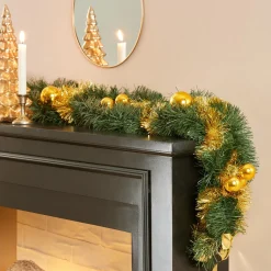 Sapin Grande Taille|Guirlande En Sapin Artificiel|Feeric Lights & Christmas Guirlande de sapin fine (270 cm) Festivités de Noël Or