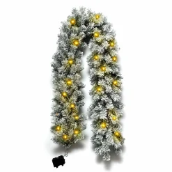 Sapin Grande Taille|Guirlande En Sapin Artificiel|EMINZA Guirlande de sapin lumineuse (180 cm - D25) Royal Vert enneigé et blanc chaud Sapin enneigé lumineux