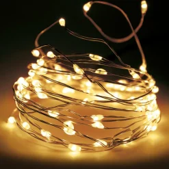 Guirlande Lumineuse|KOOPMAN Guirlande lumineuse 12 m 120 Micro LED Fil d'argent Blanc chaud