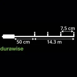 Guirlande Lumineuse|KAEMINGK Guirlande lumineuse à piles 14,30 m 192 LED câble noir Durawise Blanc chaud Blanc Chaud - câble noir