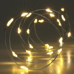 Guirlande Lumineuse|KOOPMAN Guirlande lumineuse à piles 8 m 160 Micro LED câble argent Minuteur Blanc chaud