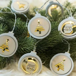 Guirlande Déco|Déco Et Objet Lumineux|Feeric Lights & Christmas Guirlande lumineuse à piles 10 LED (1,65 m) Sapin et Père-Noël Blanc chaud