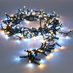 Guirlande Lumineuse|KOOPMAN Guirlande lumineuse à piles 4 m 200 LED câble vert Boa Bicolore blanc chaud et froid Bicolore Blanc chaud / Froid - câble vert