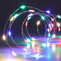 Guirlande Lumineuse|KOOPMAN Guirlande lumineuse à piles 4 m 80 Micro LED Fil d'argent Multicolore