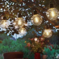 Luminaire Jardin|Eclairage Extérieur|KAEMINGK Guirlande lumineuse de jardin solaire 8 LED (5,8 m) Guinguette en fête Blanc chaud