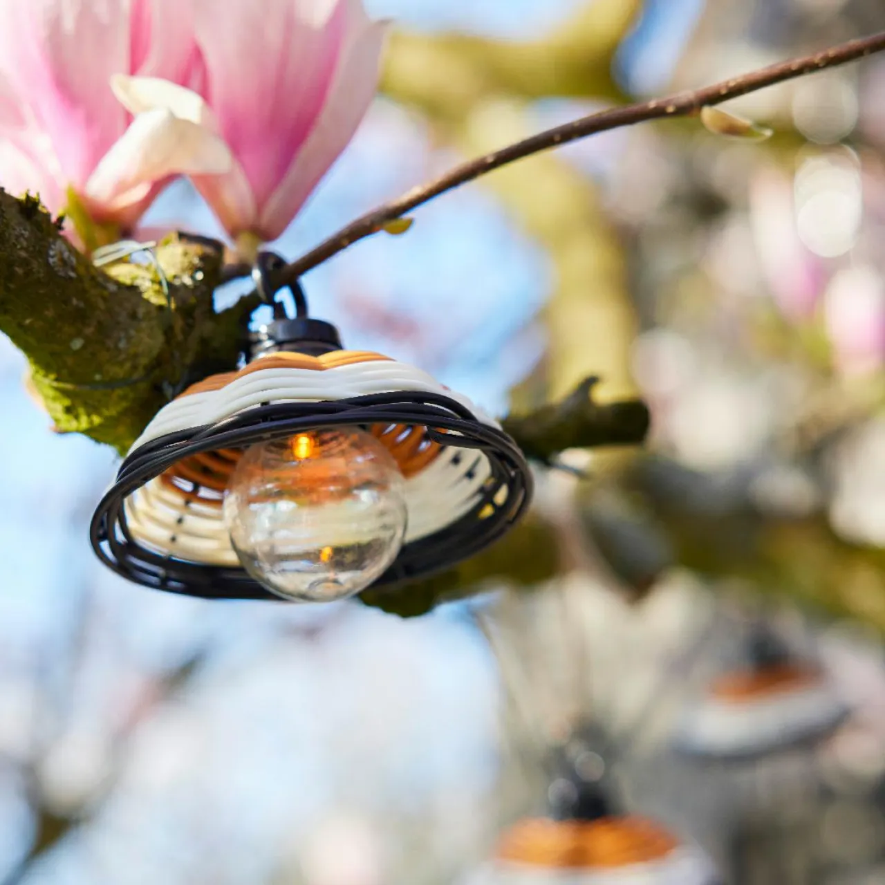 Luminaire Jardin|Eclairage Extérieur|KAEMINGK Guirlande lumineuse de jardin solaire 6 LED (2,5 m) Chapeau résine tressée Blanc chaud Noir