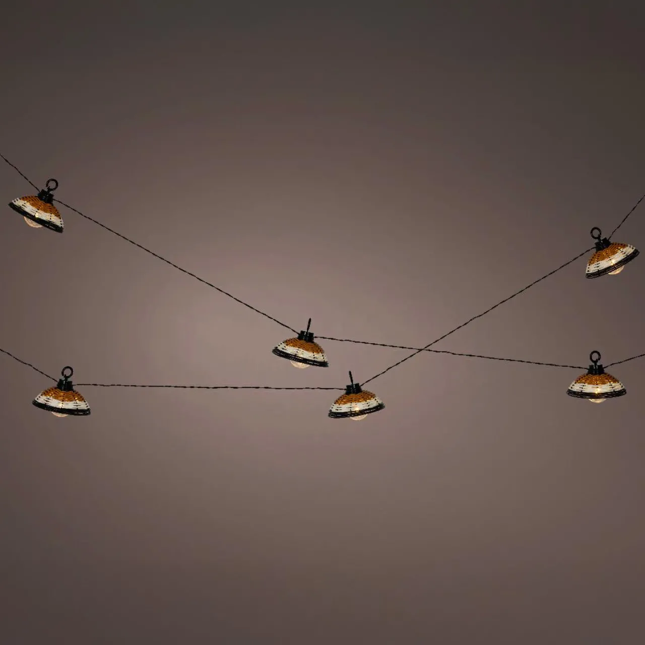 Luminaire Jardin|Eclairage Extérieur|KAEMINGK Guirlande lumineuse de jardin solaire 6 LED (2,5 m) Chapeau résine tressée Blanc chaud Noir