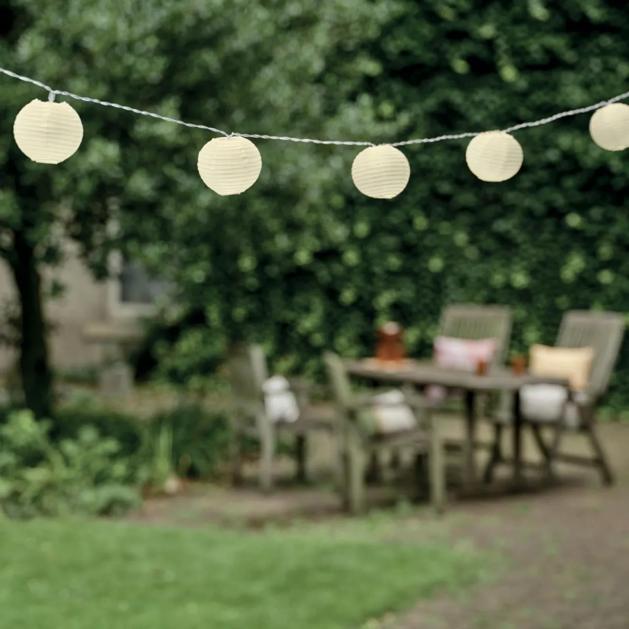 Luminaire Jardin|Eclairage Extérieur|KAEMINGK Guirlande lumineuse extérieure à piles 10 LED (2,7 m) Lanternes chinoises hes Blanc