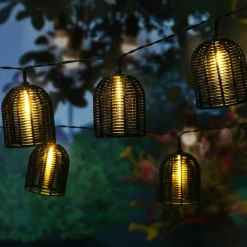 Luminaire Jardin|Eclairage Extérieur|KAEMINGK Guirlande lumineuse solaire résine tressée 10 LED (2,70 m) Garden chic Noir