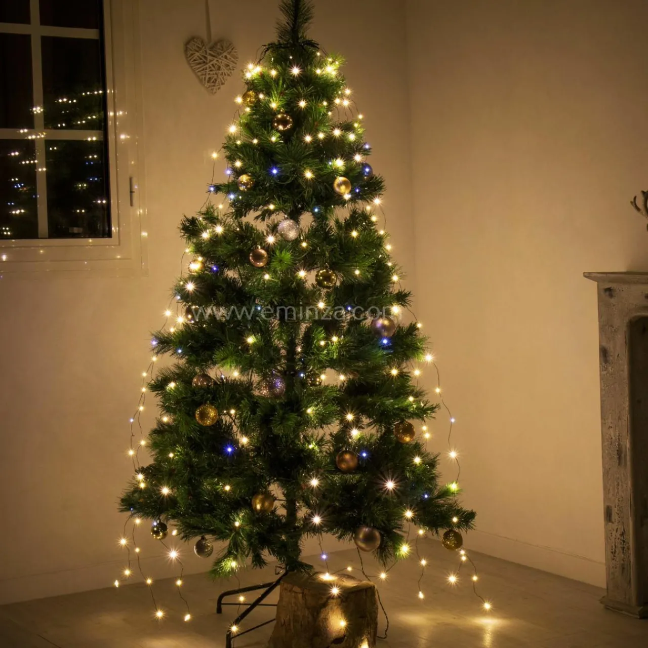 Guirlande Lumineuse|KAEMINGK Guirlande rideau pour sapin H1,80 m 408 Micro LED câble argent Blanc chaud Blanc Chaud - câble argent