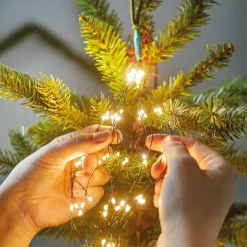 Guirlande Lumineuse|KAEMINGK Guirlande rideau pour sapin H1,80 m 408 Micro LED câble argent Blanc chaud Blanc Chaud - câble argent